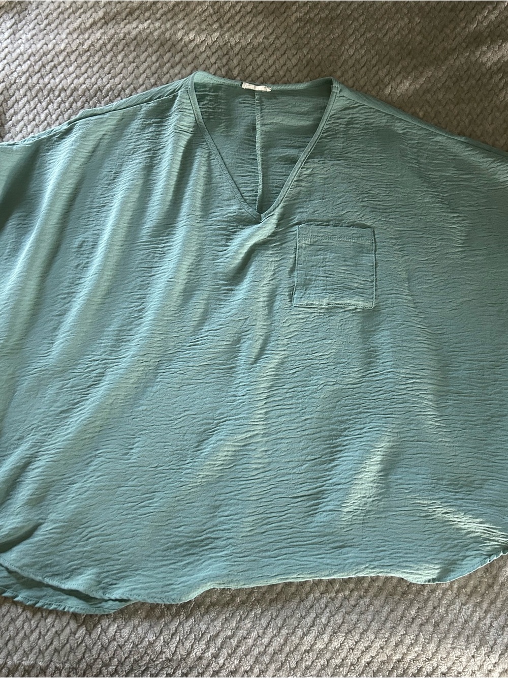 JODIFL Teal V-Neck Short Sleeve Pocket Tee